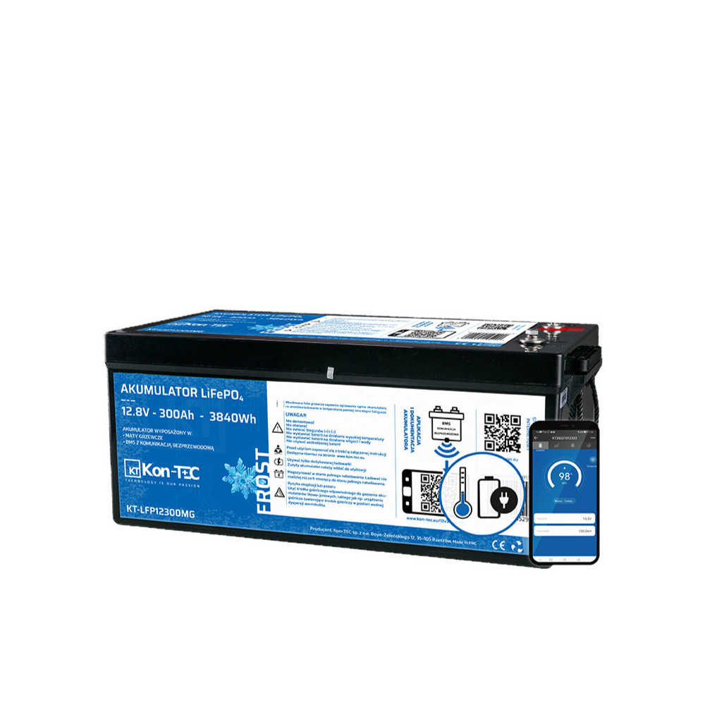 Kon-Tec Akumulator LiFePO4 12V 300Ah z matami grzewczymi