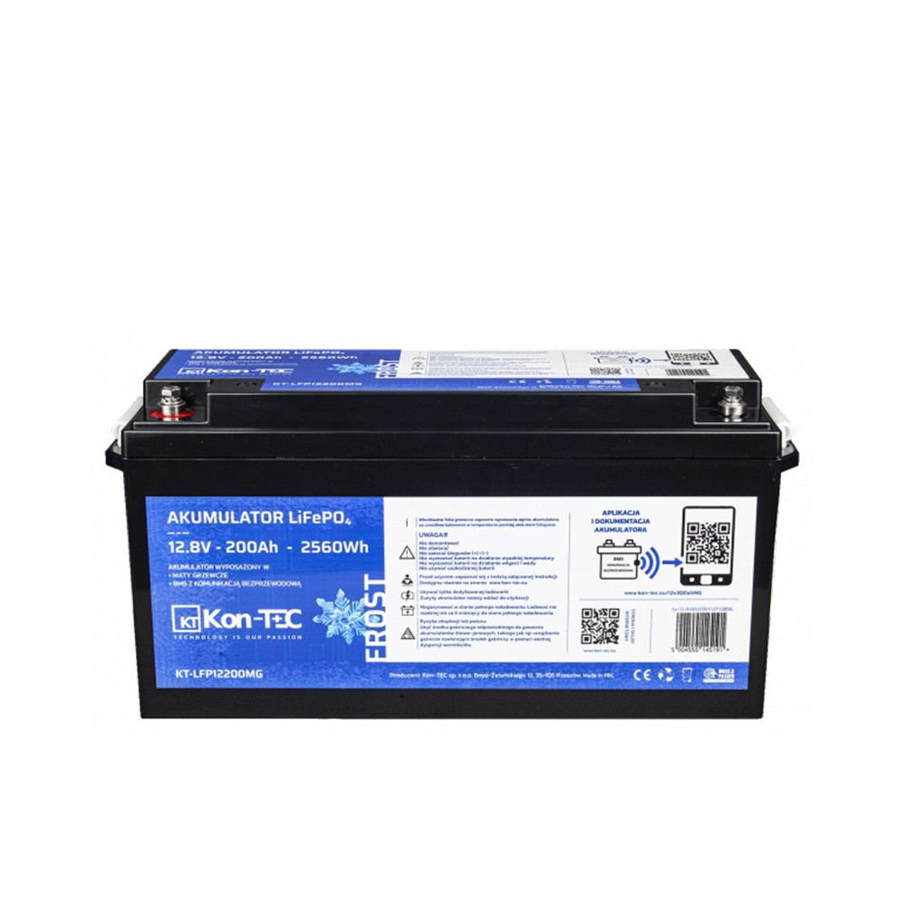 Kon-Tec Akumulator LiFePO4 12V 200Ah z matami grzewczymi
