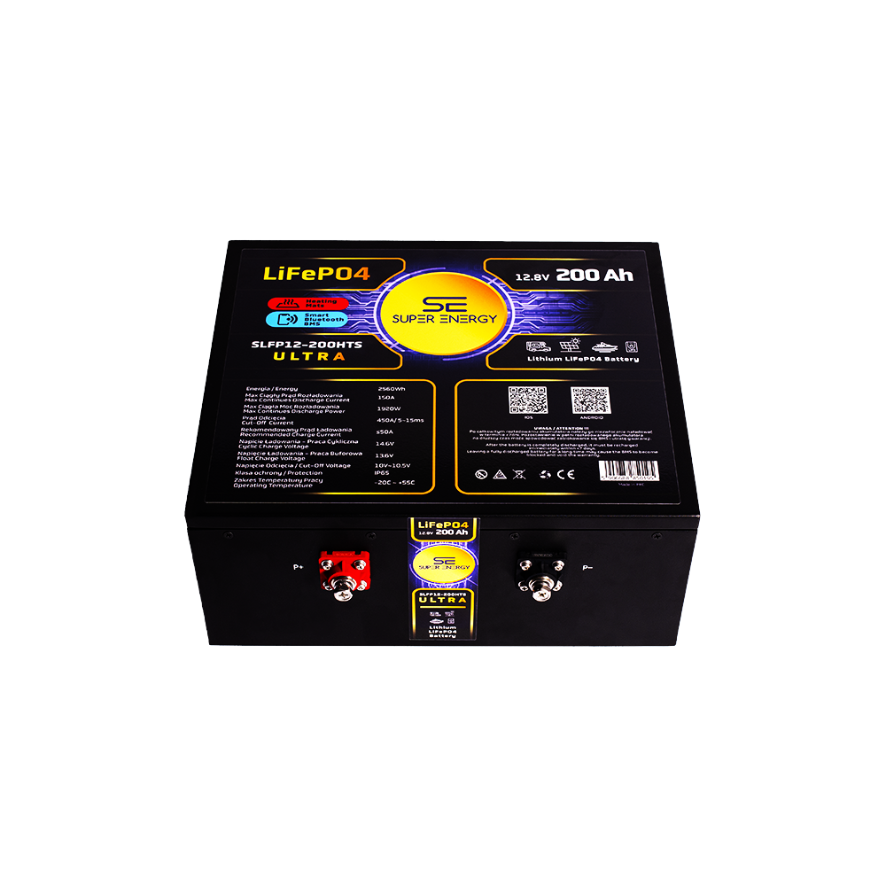 Niski Akumulator Super-Energy LiFePO4 200Ah 12V BT + Mata Grzewcza