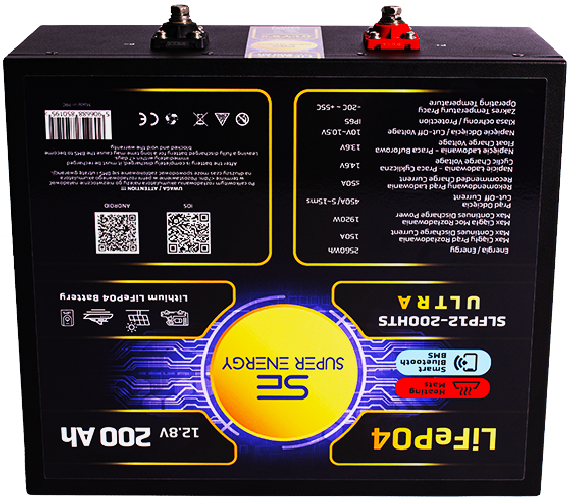 Niski Akumulator Super-Energy LiFePO4 200Ah 12V BT + Mata Grzewcza